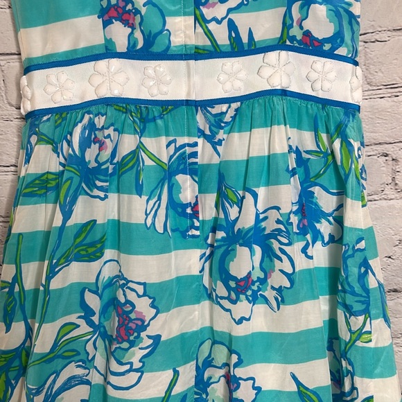 Lilly Pulitzer Shorely Blue Tossing the Line Beaded Silk Blend Langley Dress - Picture 12 of 15